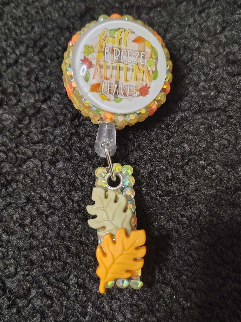 Fall Autumn leaves Retractable Badge Reel Work Id Holder Nurse Teacher Id